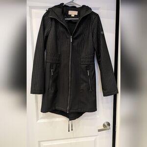 Michael Kors Textured Black Hooded Coat